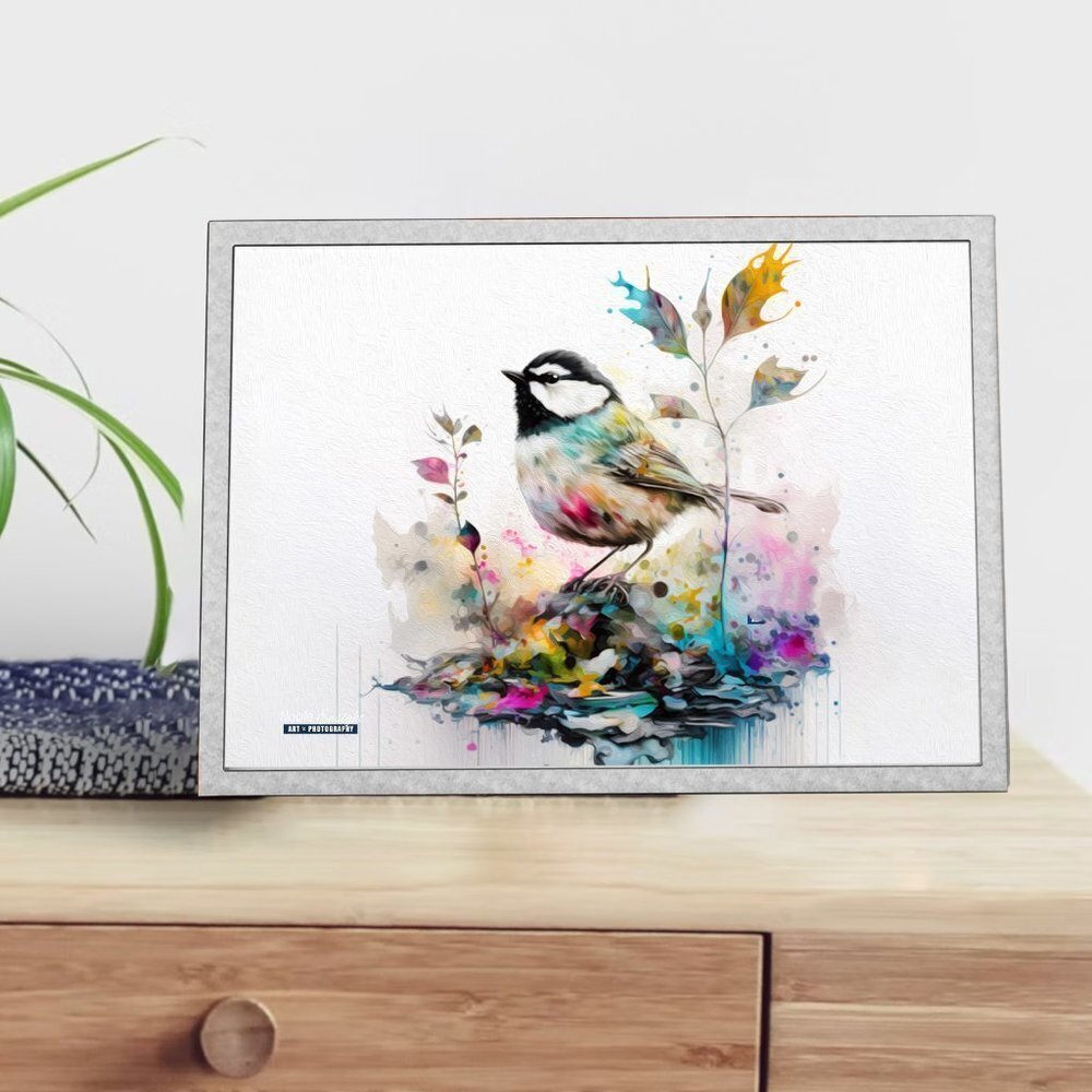 4x6 Chickadee Watercolor Illustration Art Oil Painting Print - Picture 5 of 9